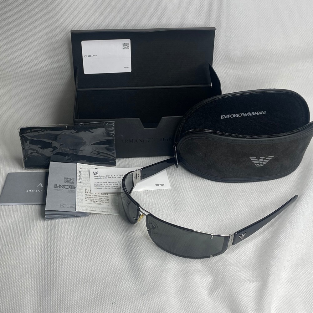 Emporio Armani Terminator Shades Black Silver Sunglasses 9041/S 8V7 73[]12-115